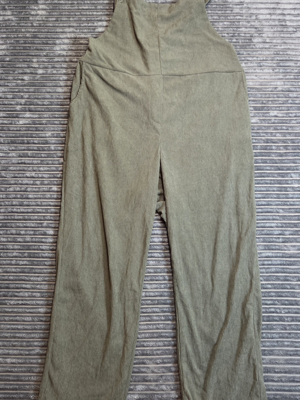 Olive Green Ribbed Overalls